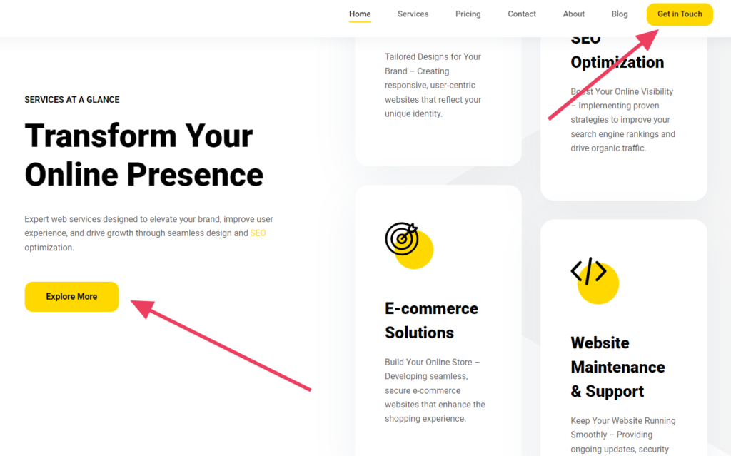 Clear calls-to-action on a high-converting e-commerce website