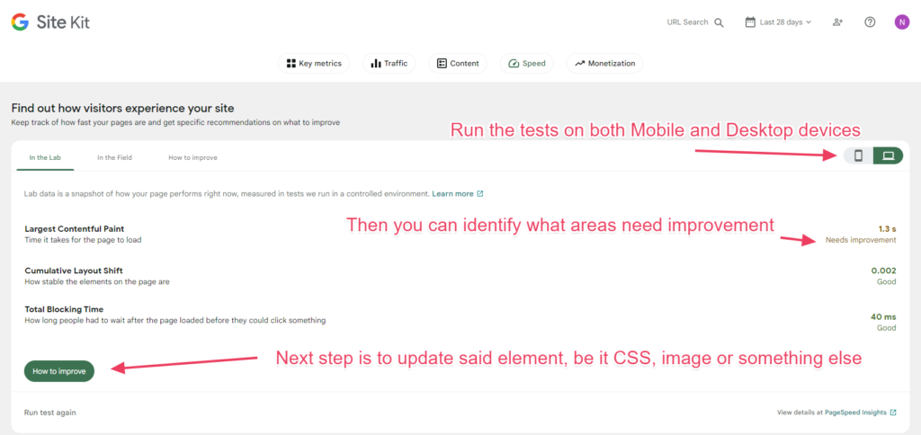 Improve page speed with Site Kit by Google
